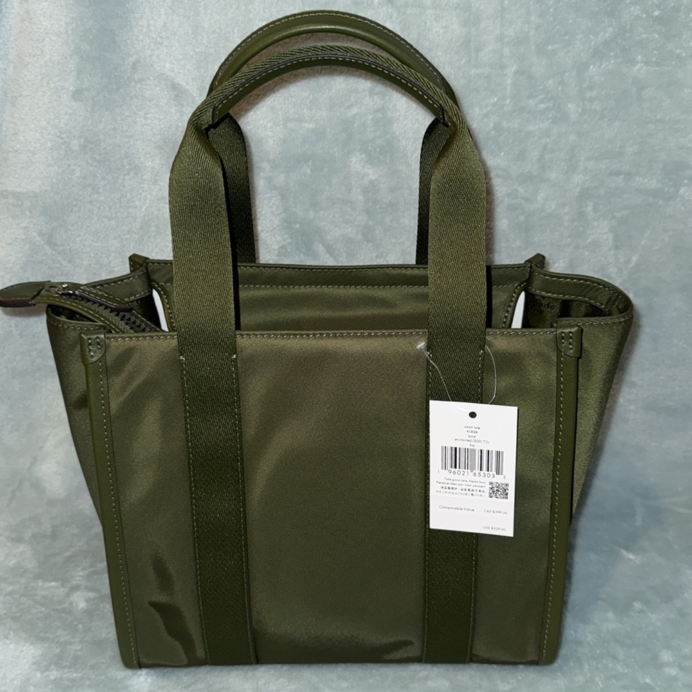 kate spade Green Small Structured Tote with Webbing Details - Picture 3 of 14